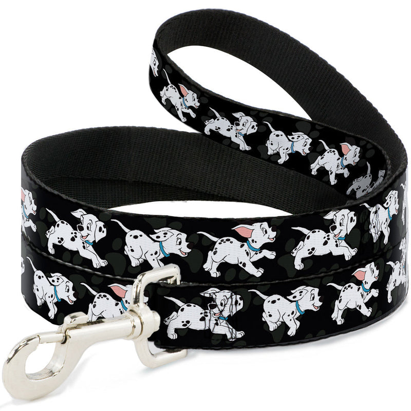 Dog Leash - Dalmatians Running/Paws Black/Gray/White/Black 