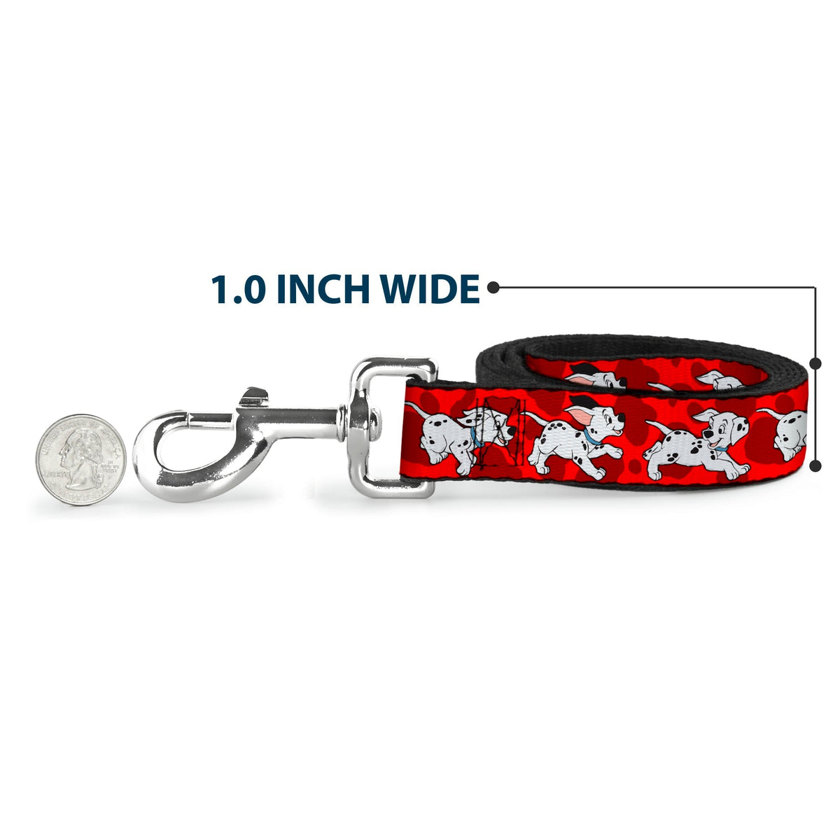 Dog Leash - Dalmatians Running/Paws Reds/White/Black 
