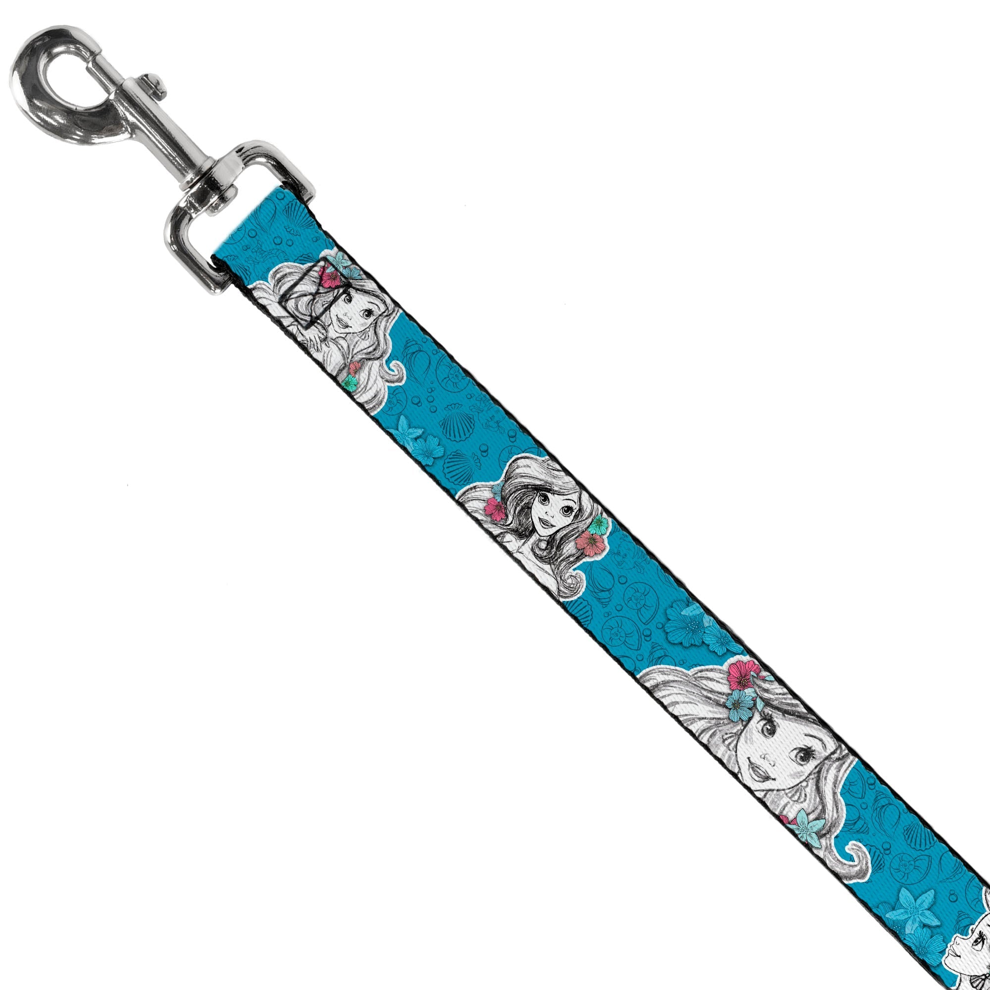 Dog Leash - Ariel Poses/Shells Sketch Blue/White