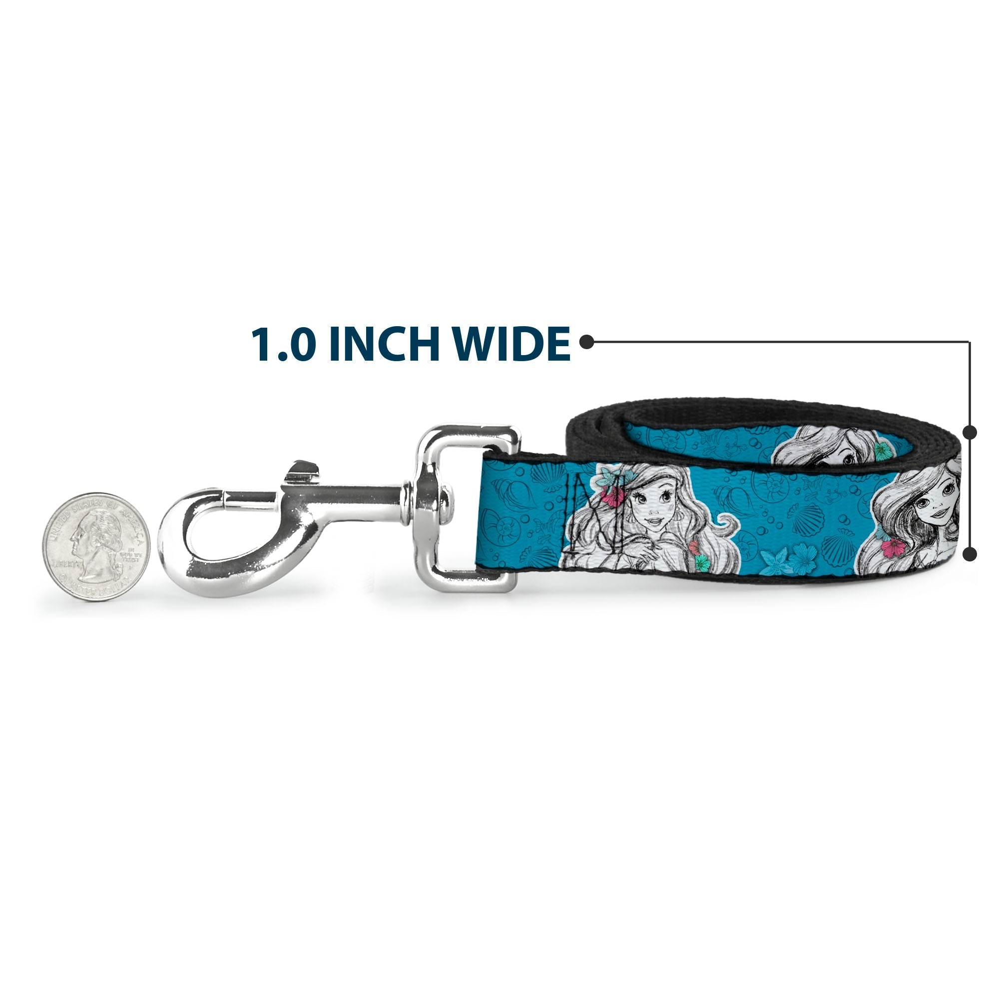 Dog Leash - Ariel Poses/Shells Sketch Blue/White