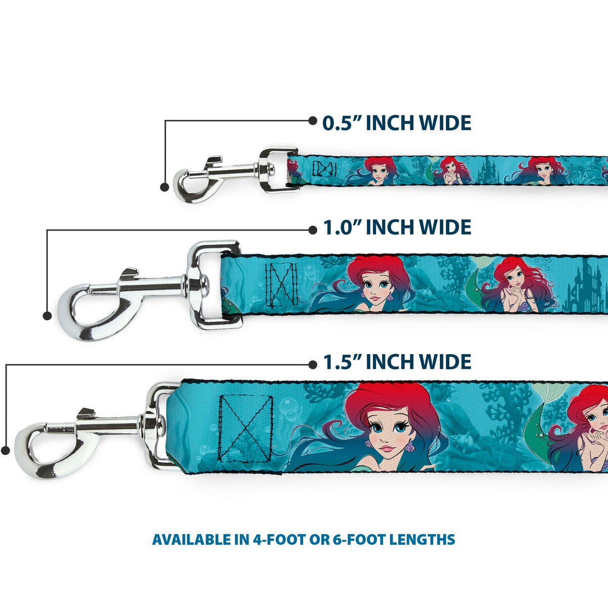 Dog Leash - Ariel Poses Coral & Castle Blues/Reds 