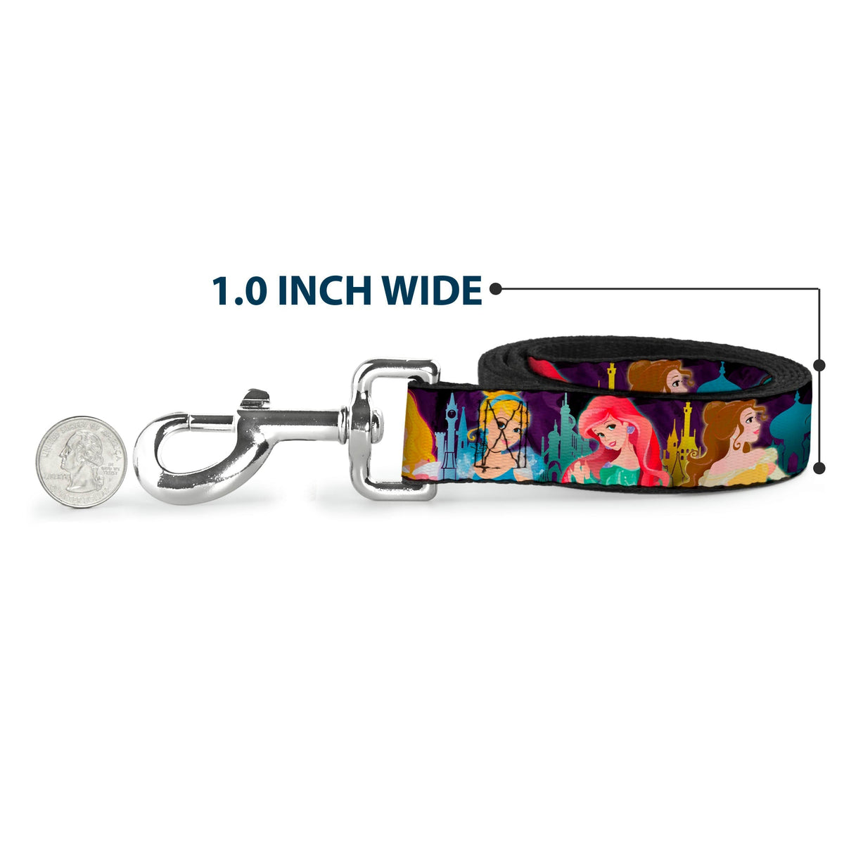 Dog Leash - Disney Princess Poses/Castle Silhouettes Purples/Multi Color 