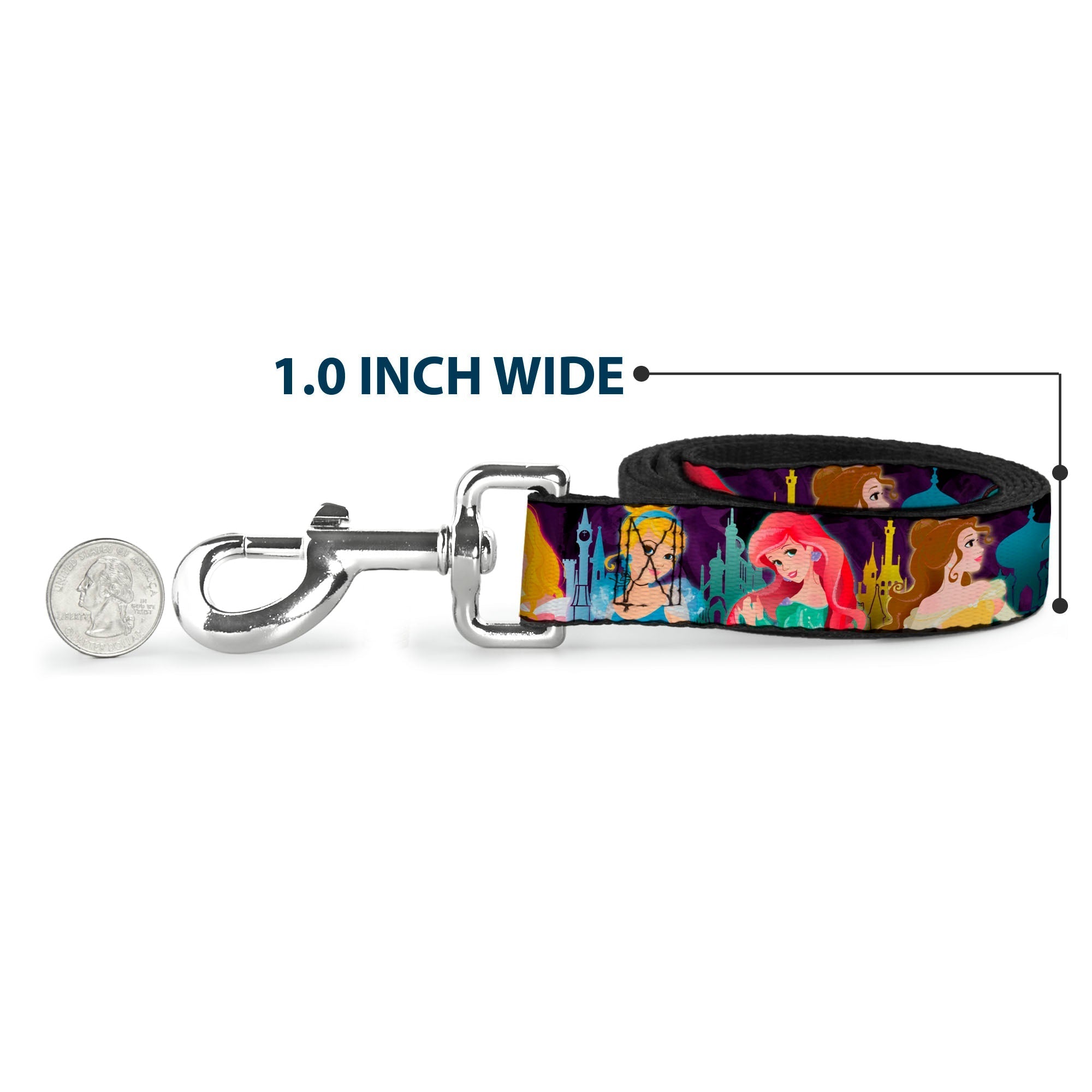 Dog Leash - Disney Princess Poses/Castle Silhouettes Purples/Multi Color 