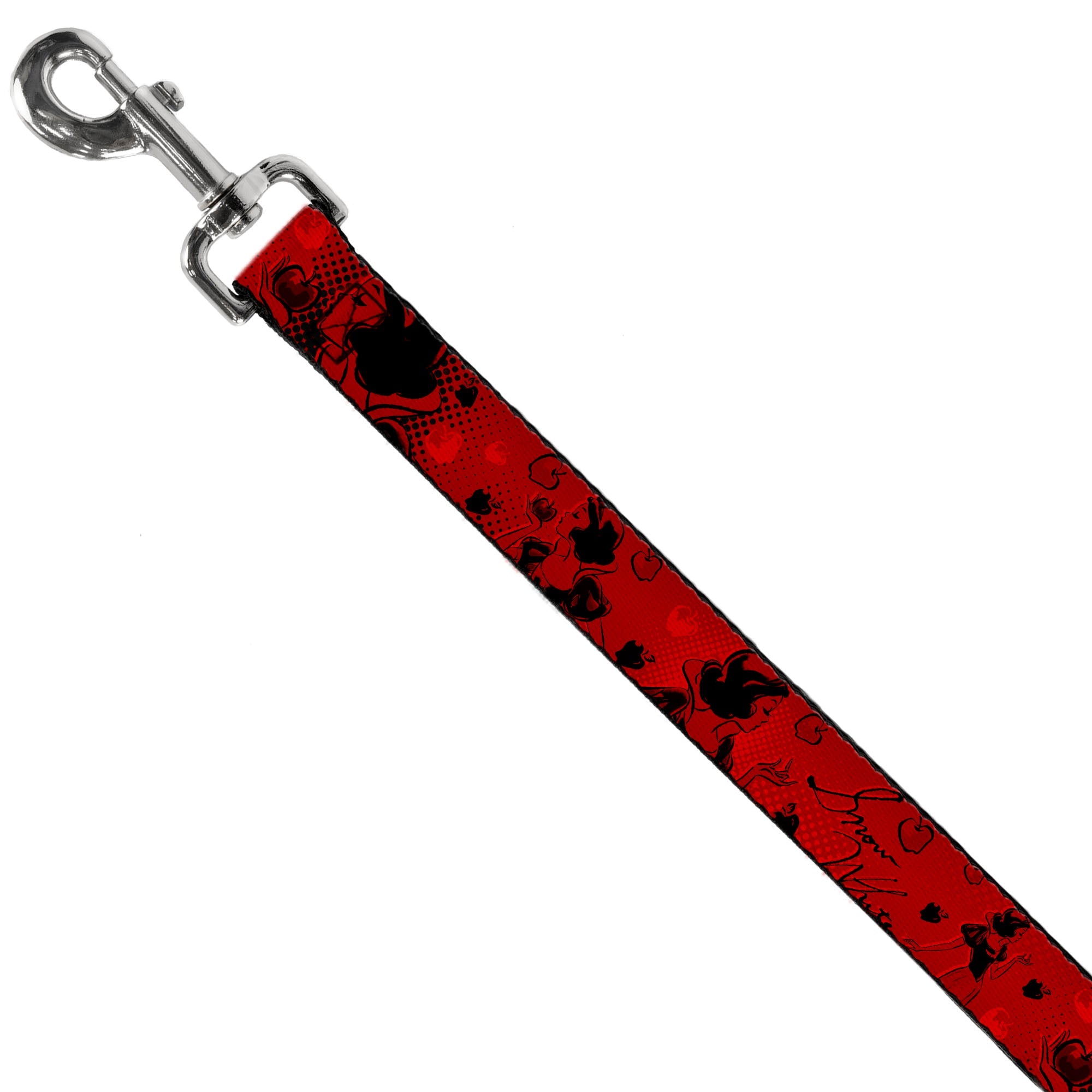 Dog Leash - SNOW WHITE Poses/Apple Halftone Reds/Black