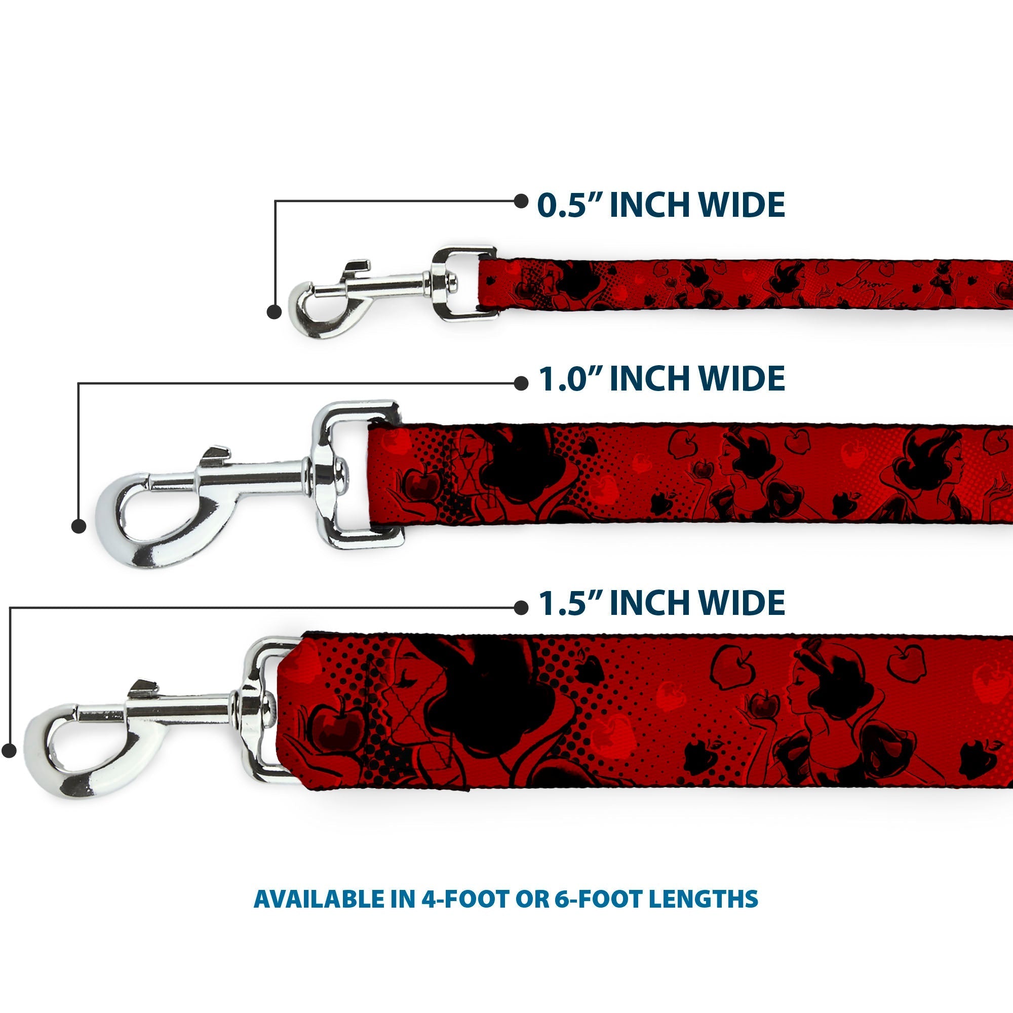 Dog Leash - SNOW WHITE Poses/Apple Halftone Reds/Black 