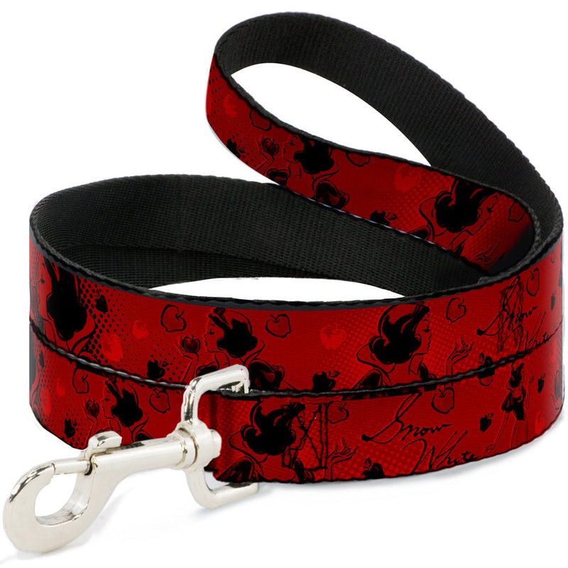 Dog Leash - SNOW WHITE Poses/Apple Halftone Reds/Black 