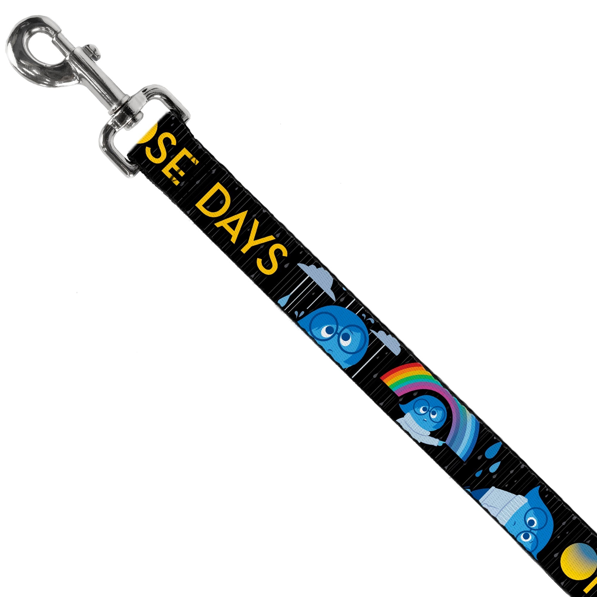 Dog Leash - Joy Poses/Rain ONE OF THOSE DAYS Black/Gray/Blues/Yellow 