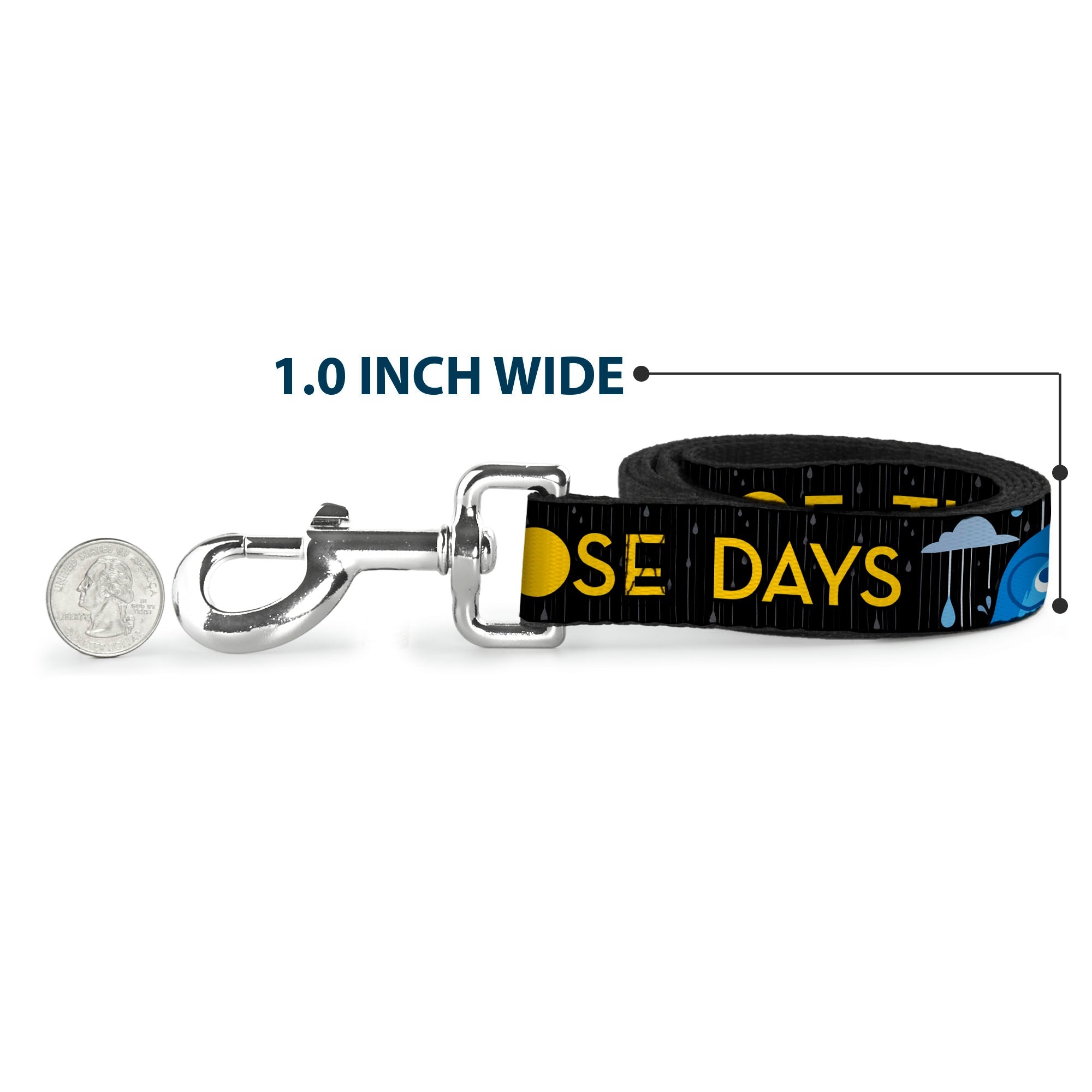Dog Leash - Joy Poses/Rain ONE OF THOSE DAYS Black/Gray/Blues/Yellow 