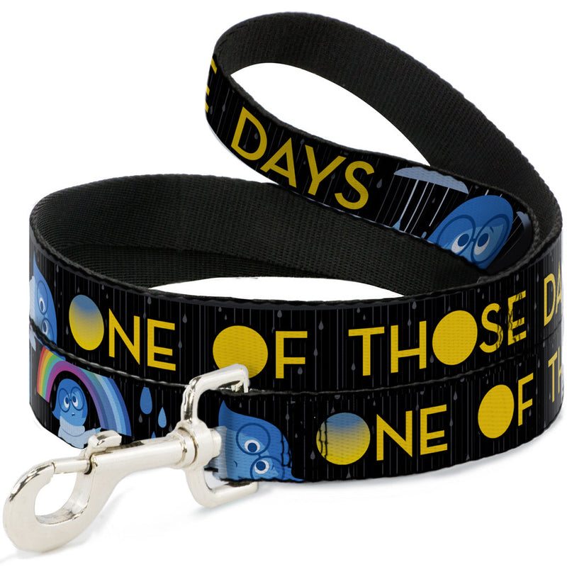 Dog Leash - Joy Poses/Rain ONE OF THOSE DAYS Black/Gray/Blues/Yellow 