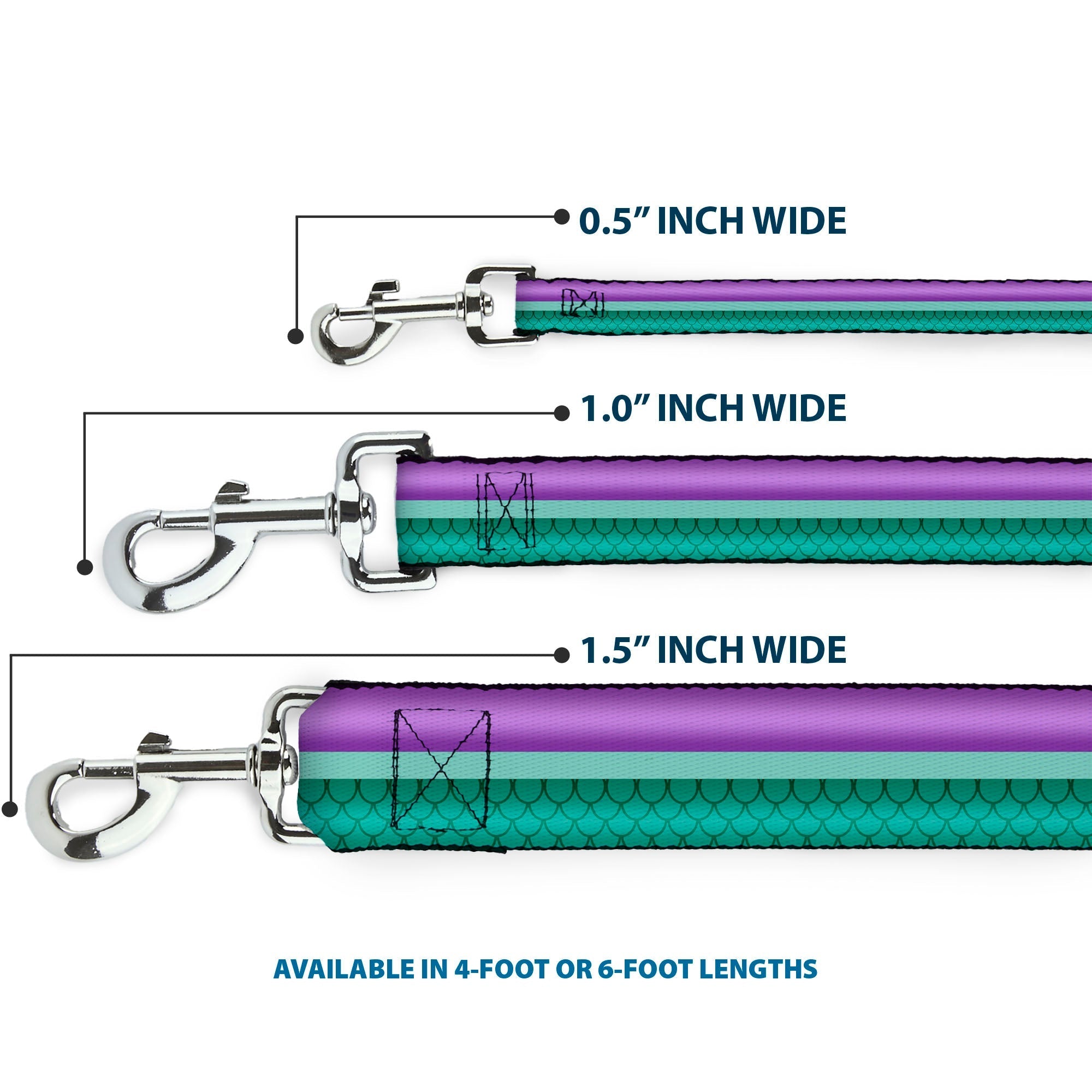 Dog Leash - Little Mermaid Stripe/Shell Purple/Green/Gold