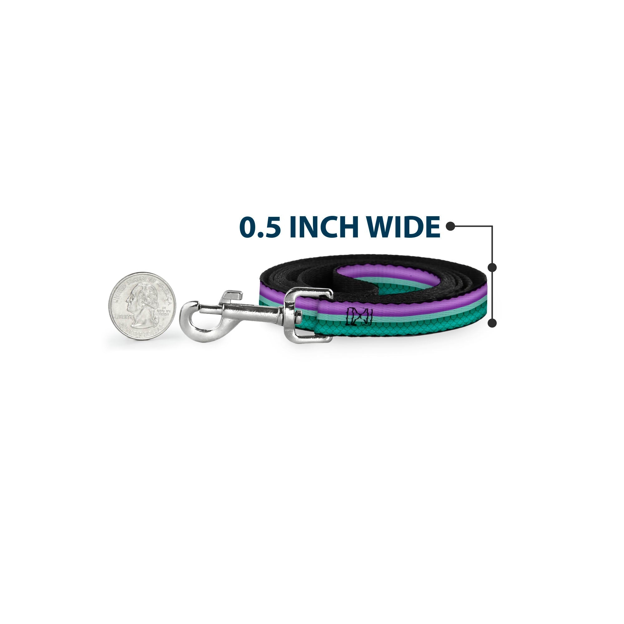 Dog Leash - Little Mermaid Stripe/Shell Purple/Green/Gold