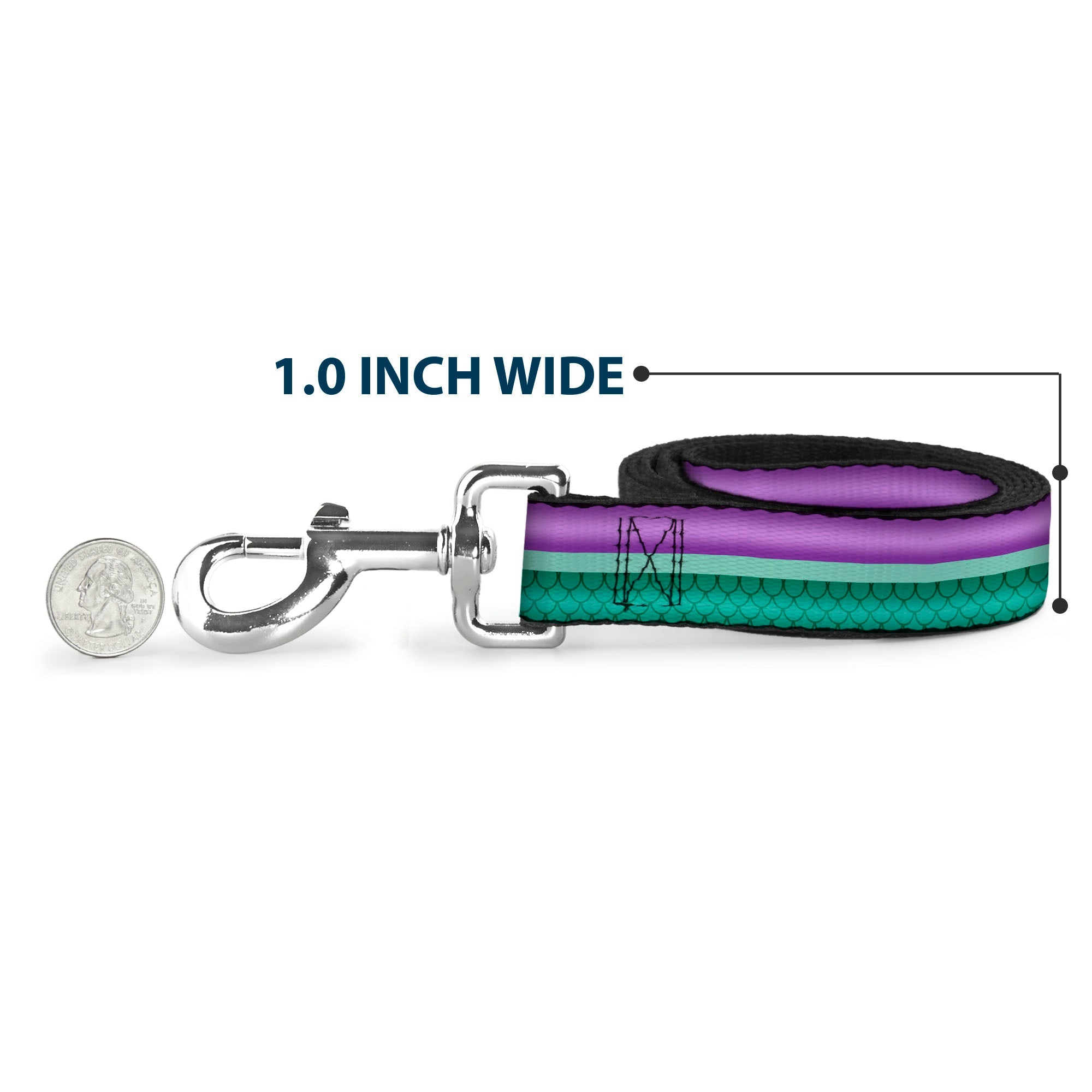 Dog Leash - Little Mermaid Stripe/Shell Purple/Green/Gold