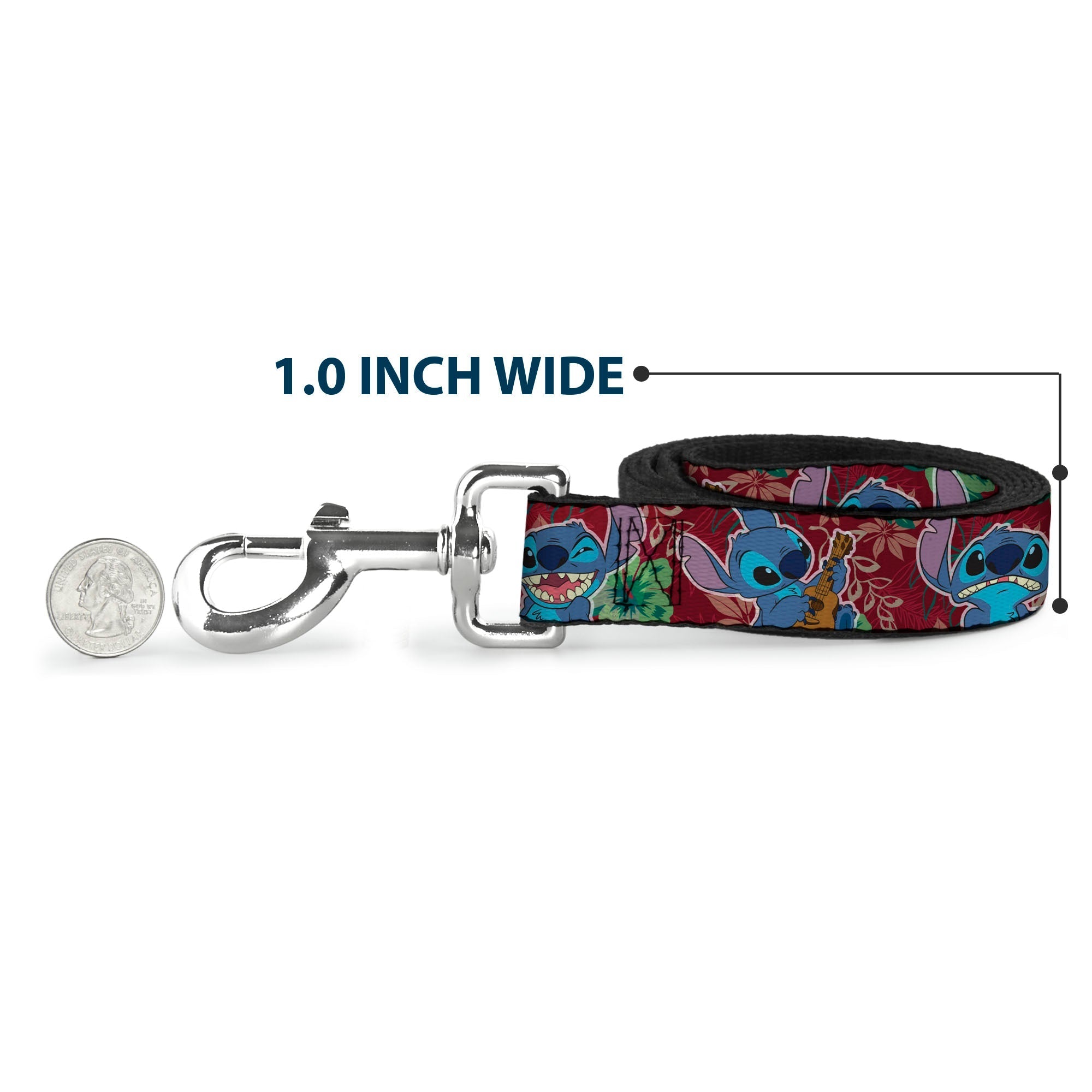 Dog Leash - Stitch 6-Expressions Tropical Flora Burgundy Reds/Greens