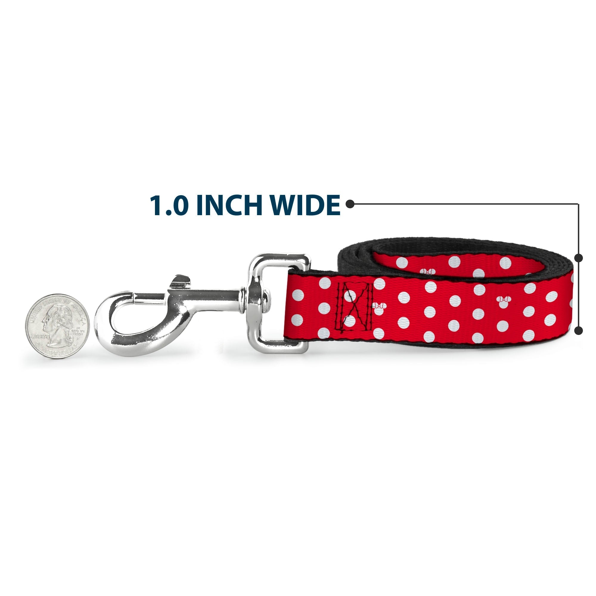 Dog Leash - Minnie Mouse Polka Dot/Mini Silhouette Red/White 