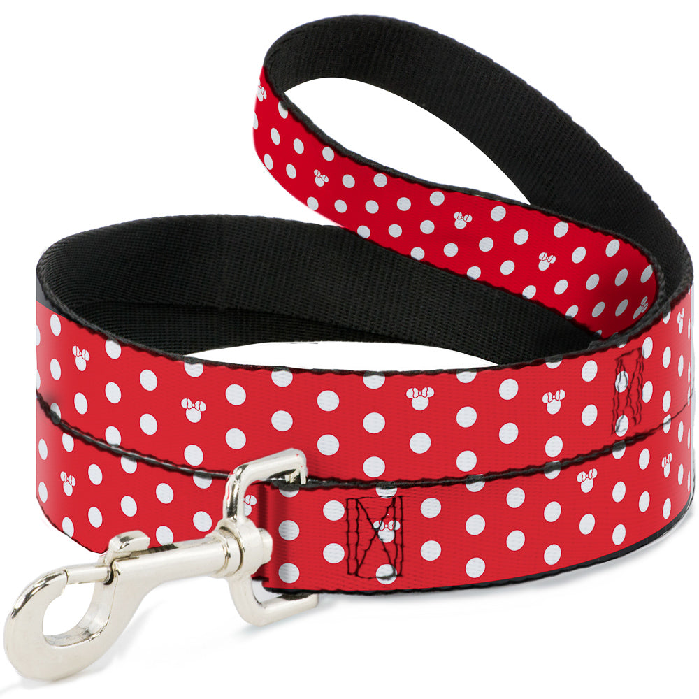 Dog Leash - Minnie Mouse Polka Dot/Mini Silhouette Red/White 