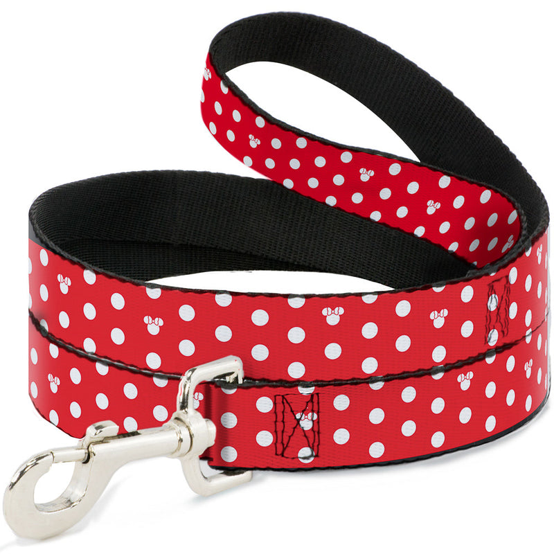 Dog Leash - Minnie Mouse Polka Dot/Mini Silhouette Red/White 