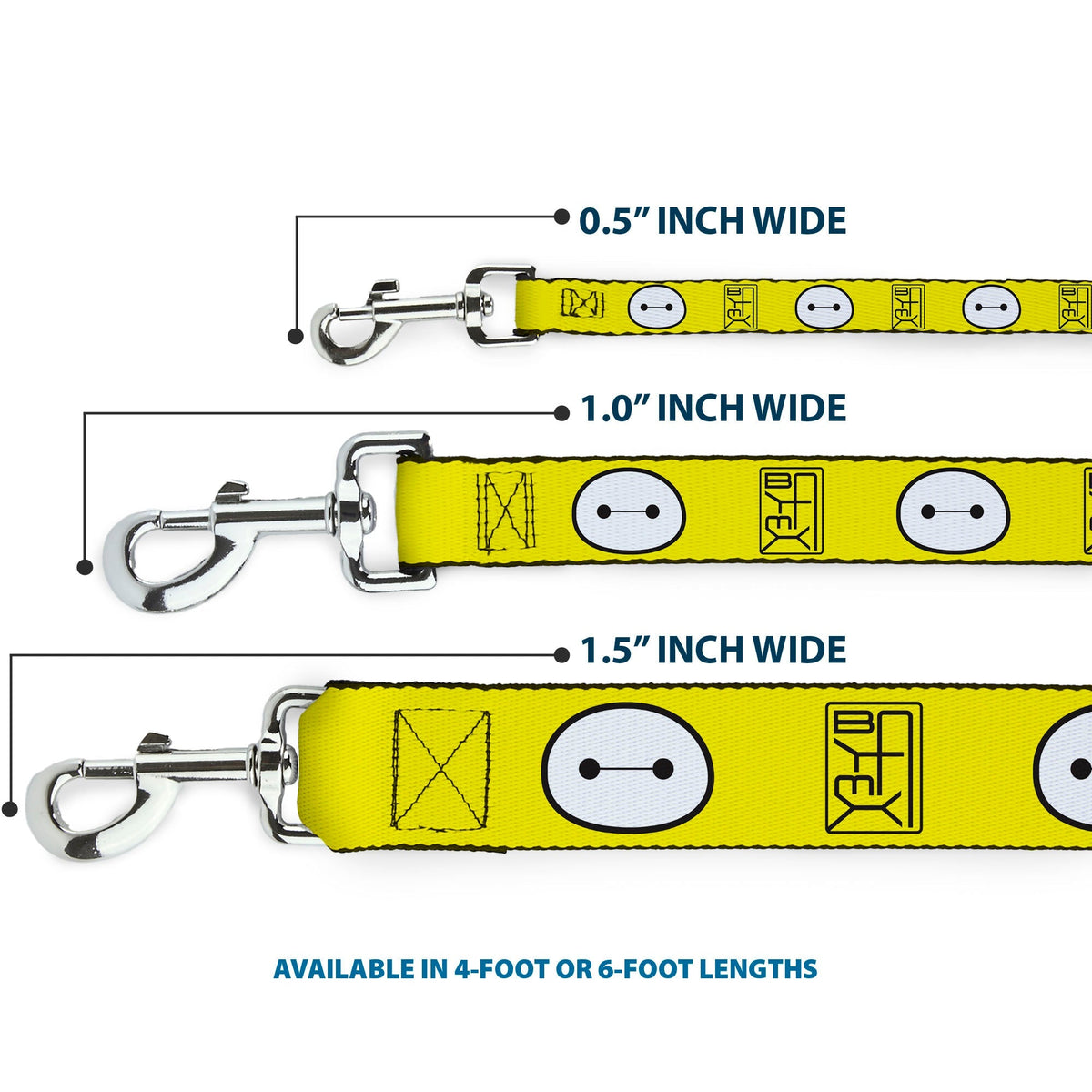 Dog Leash - BAYMAX Hanko/Face Yellow/Black/White 