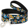 Dog Leash - Alice in Wonderland Poses/Clock/Bottle Diamond/Stripe Black/White/Blues