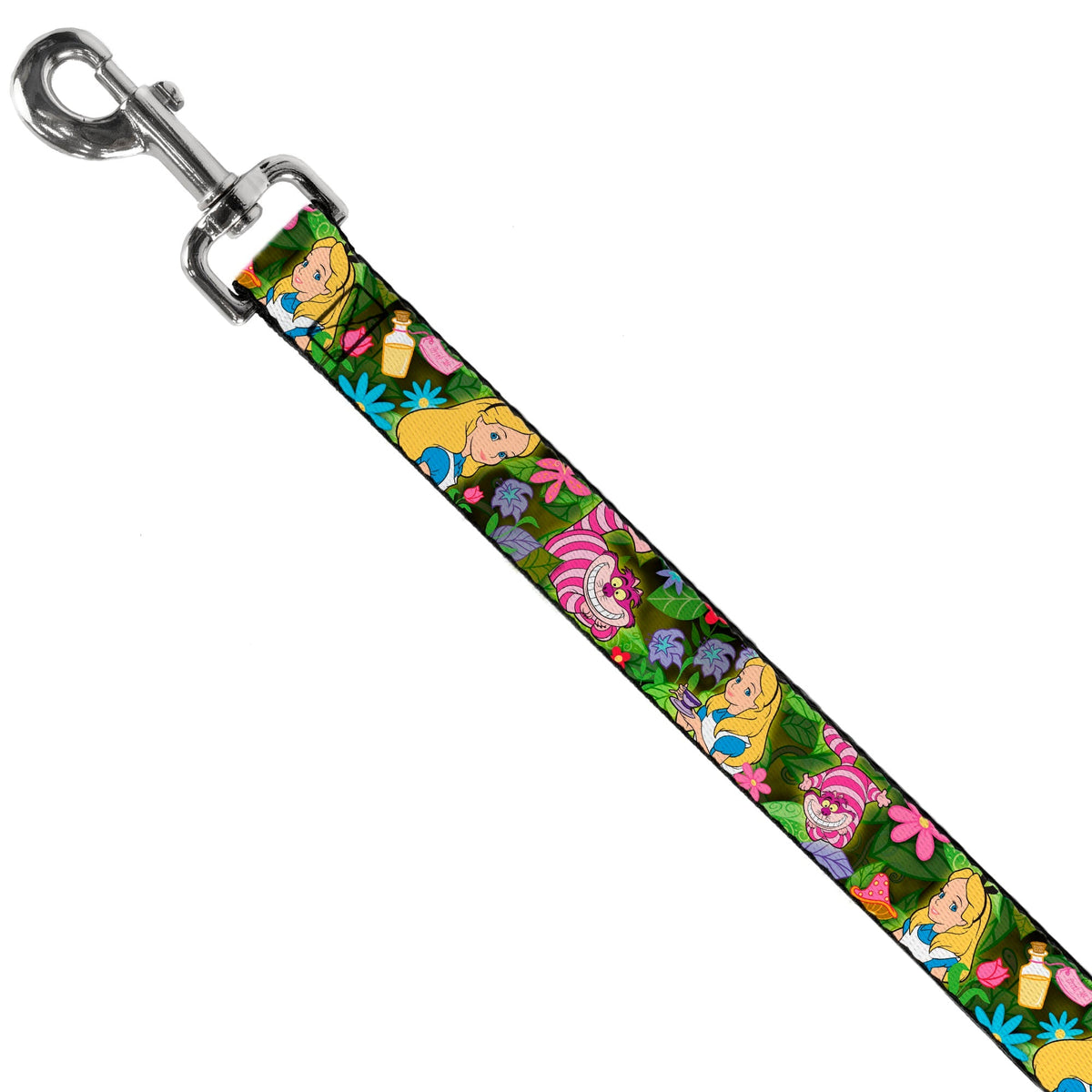 Dog Leash - Alice & Cheshire Cat Poses/Flowers 