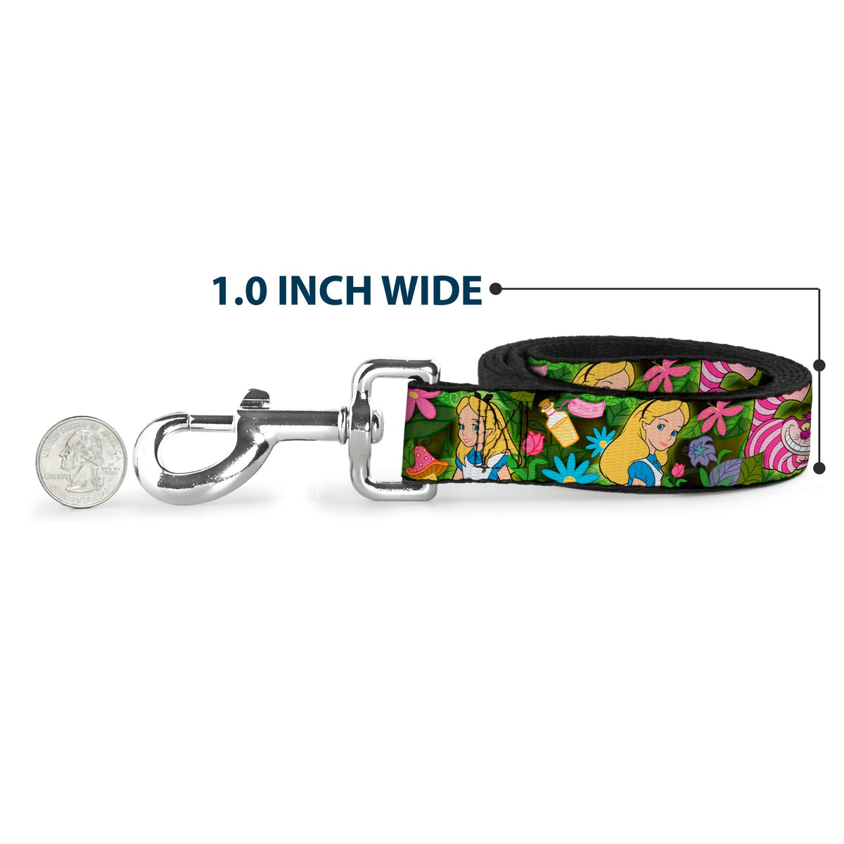 Dog Leash - Alice & Cheshire Cat Poses/Flowers 