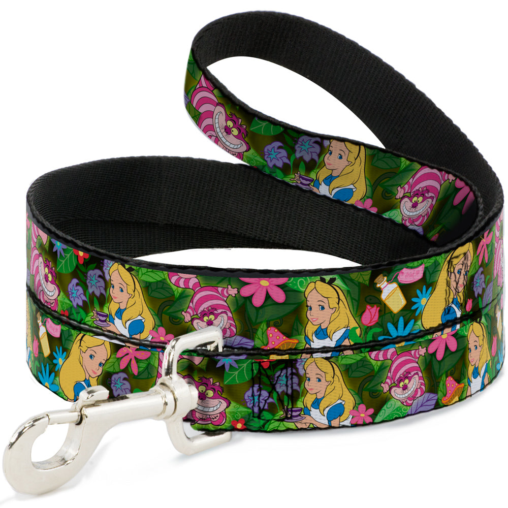Dog Leash - Alice & Cheshire Cat Poses/Flowers 