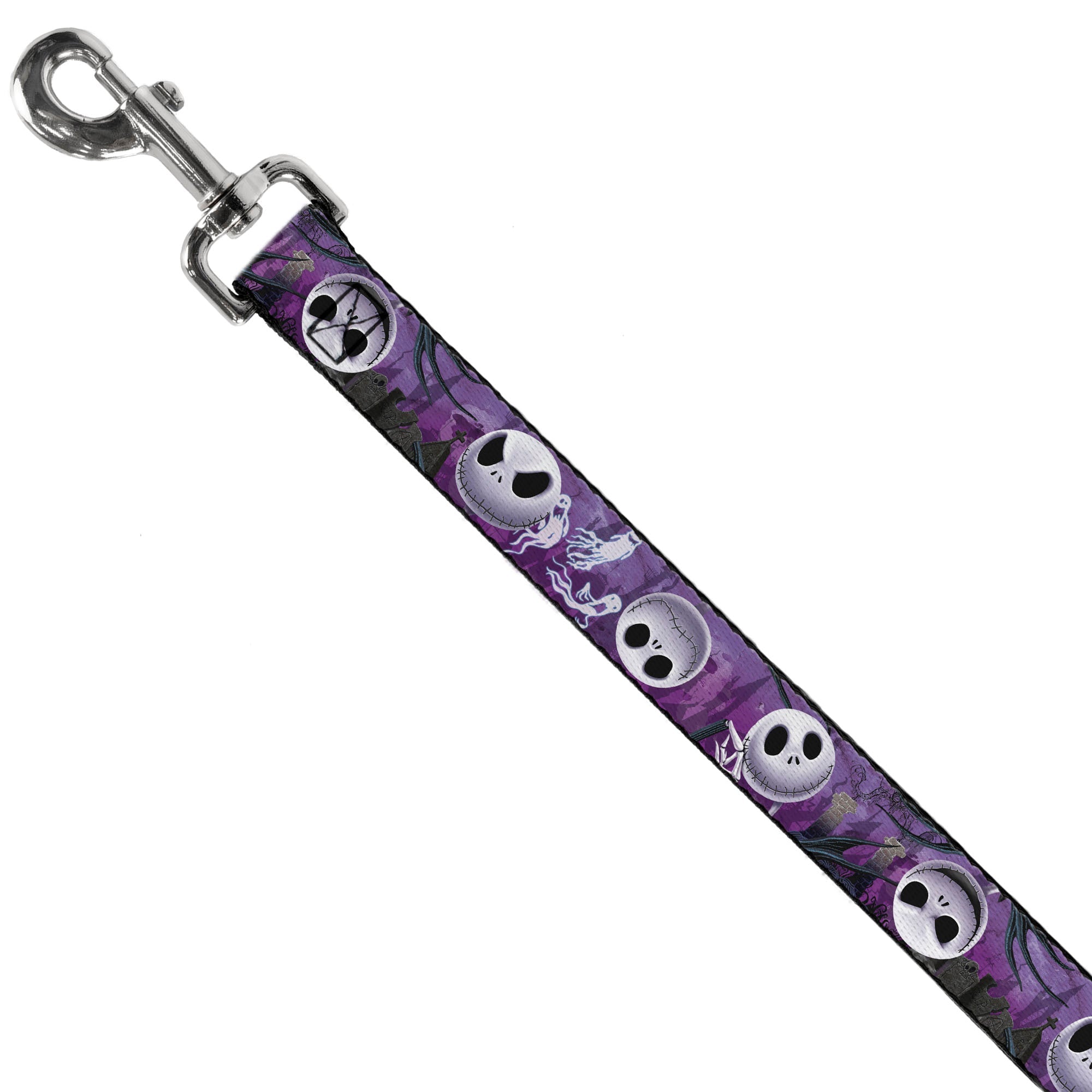 Dog Leash - Jack Expressions/Ghosts in Cemetery Purples/Grays/White