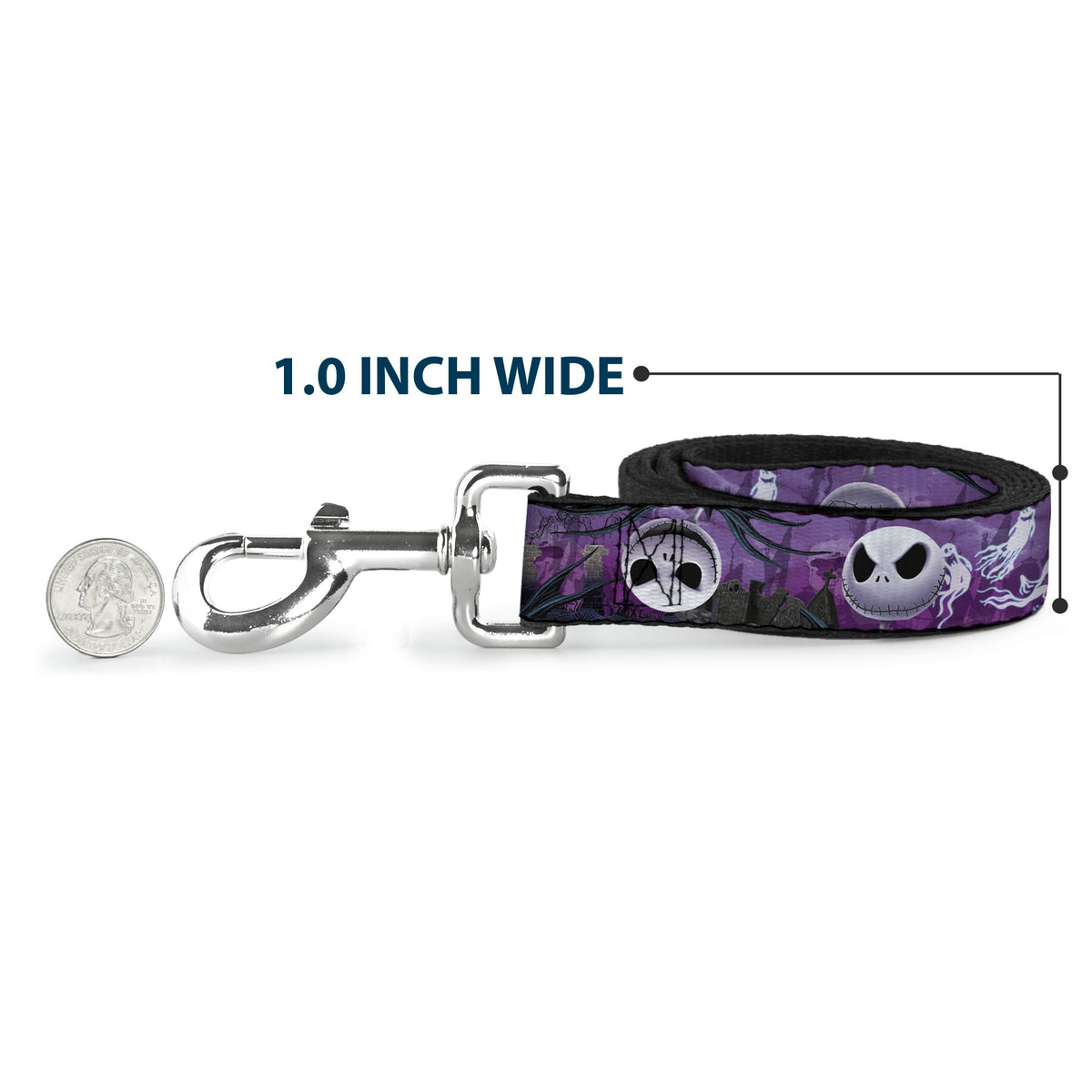 Dog Leash - Jack Expressions/Ghosts in Cemetery Purples/Grays/White 