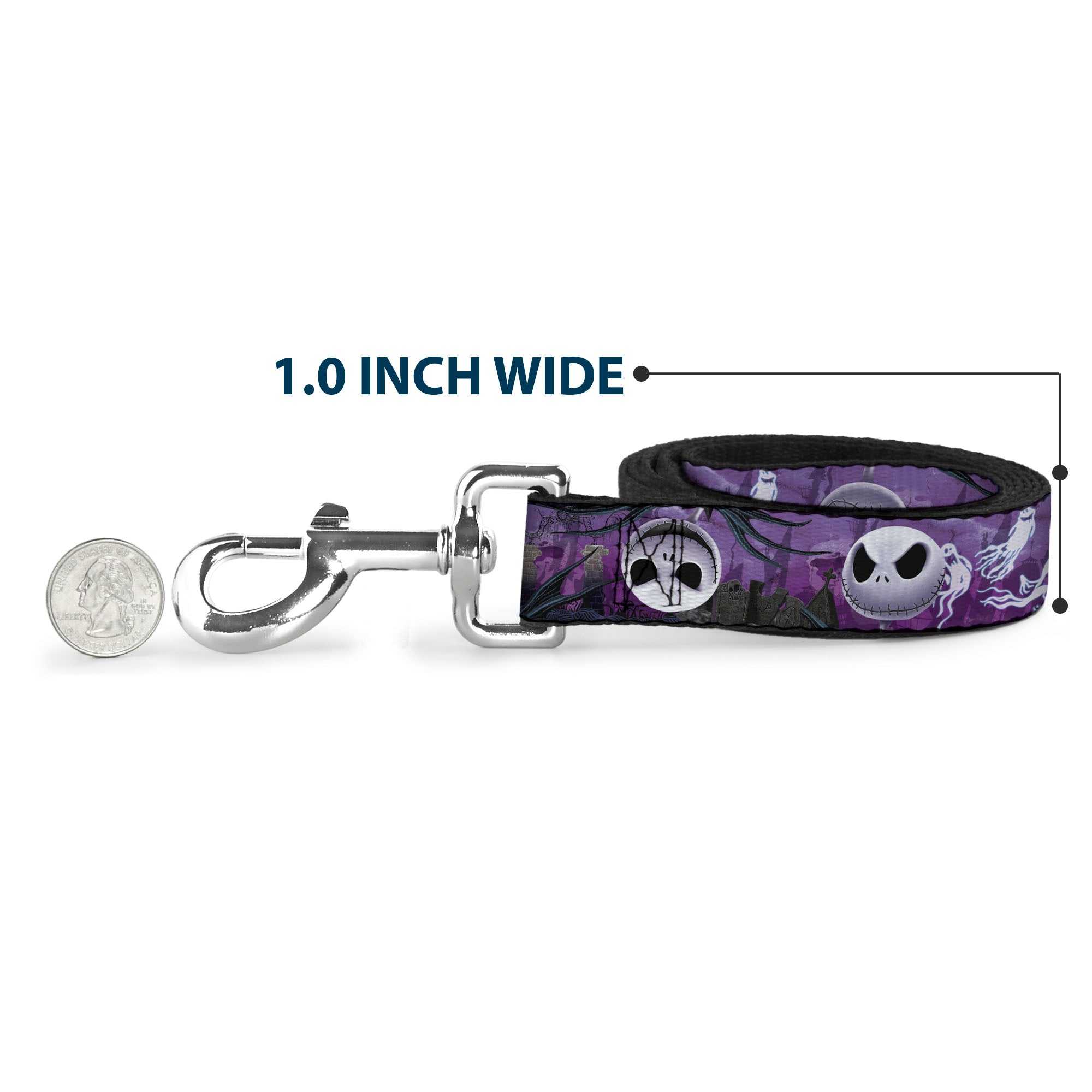 Dog Leash - Jack Expressions/Ghosts in Cemetery Purples/Grays/White 