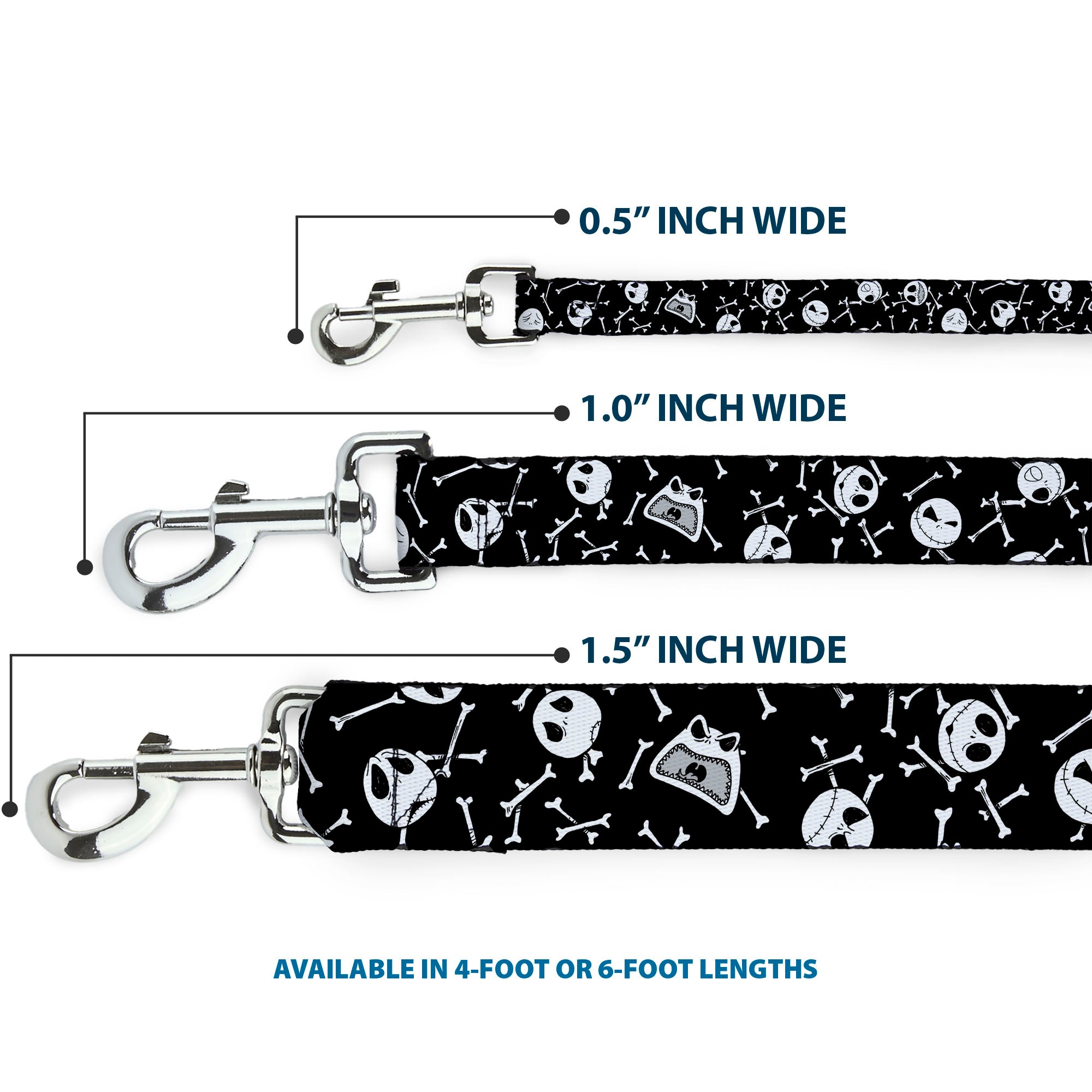 Dog Leash - Jack Expressions/Bones Scattered Black/White