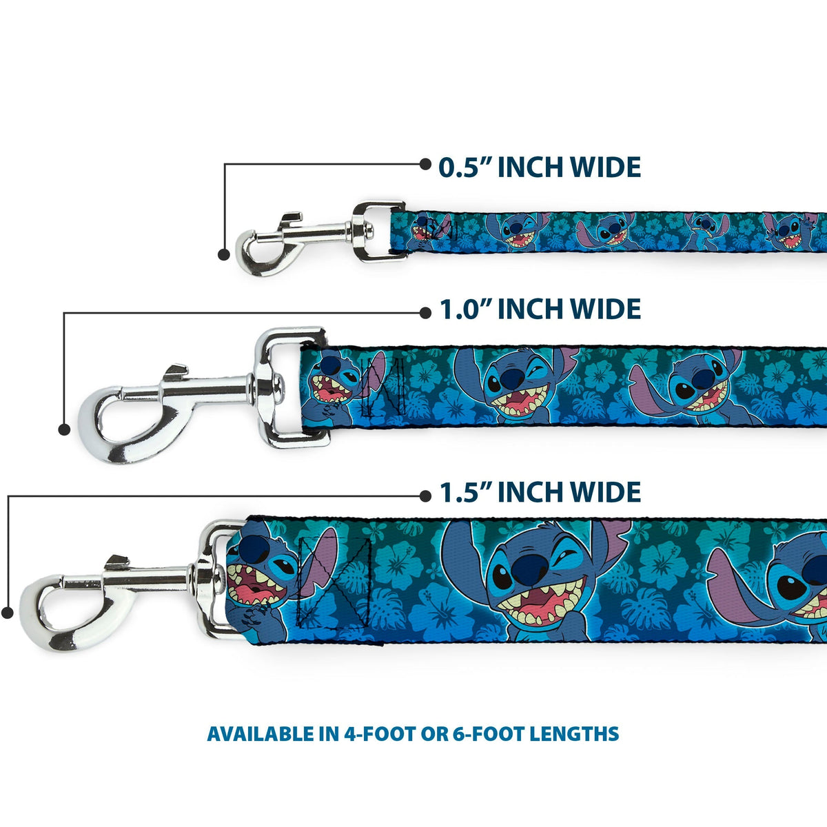 Dog Leash - Stitch Expressions/Hibiscus Collage Green-Blue Fade 