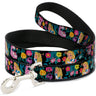 Dog Leash - Alice/Cheshire Cat/Flowers Poses Black/Multi Color