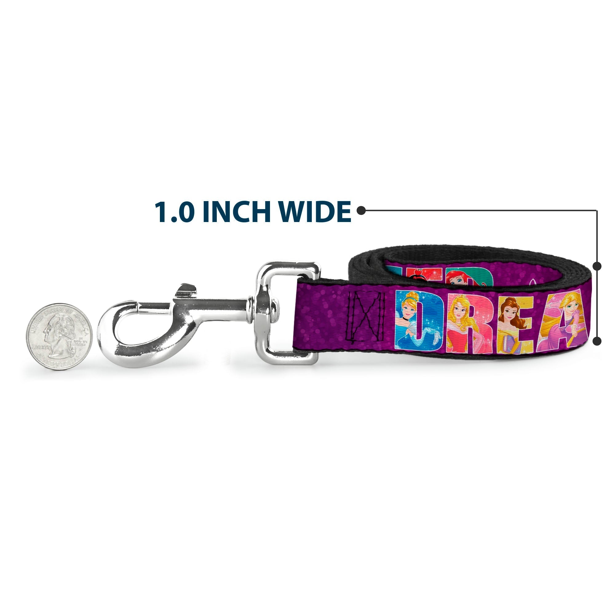 Dog Leash - Disney DREAMER 7-Sparkling Princesses/Tiara Purple/White