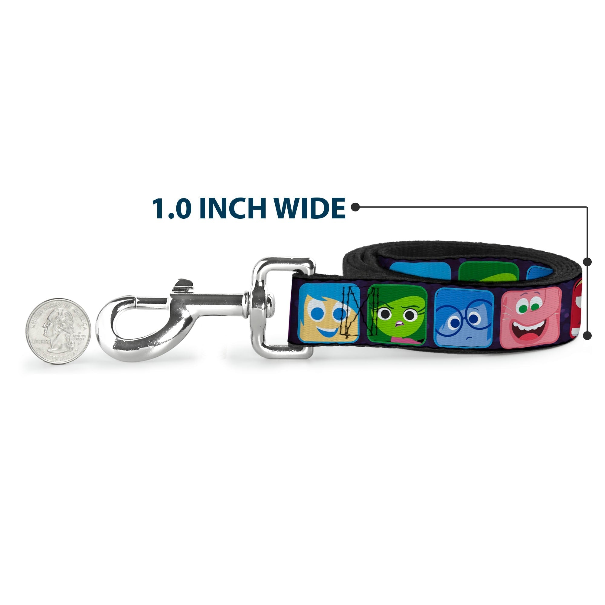 Dog Leash - Inside Out 6-Character Esxpression Blocks Purple/Multi Color