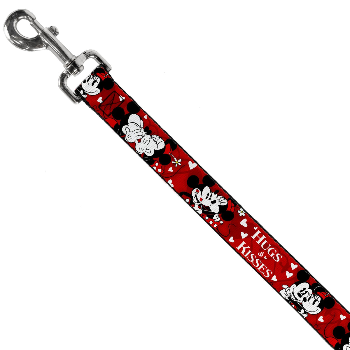 Dog Leash - Mickey & Minnie HUGS & KISSES Poses Reds/White 