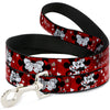 Dog Leash - Mickey & Minnie HUGS & KISSES Poses Reds/White