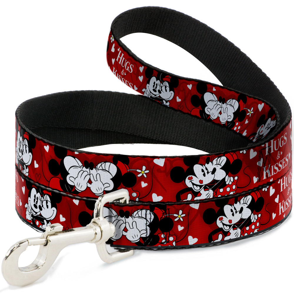 Dog Leash - Mickey & Minnie HUGS & KISSES Poses Reds/White 