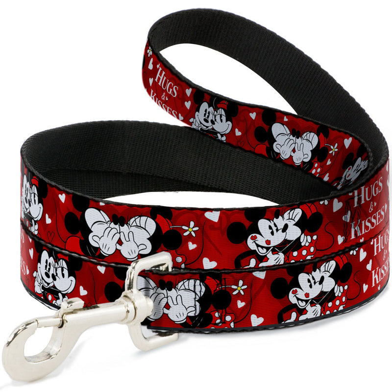 Dog Leash - Mickey & Minnie HUGS & KISSES Poses Reds/White 