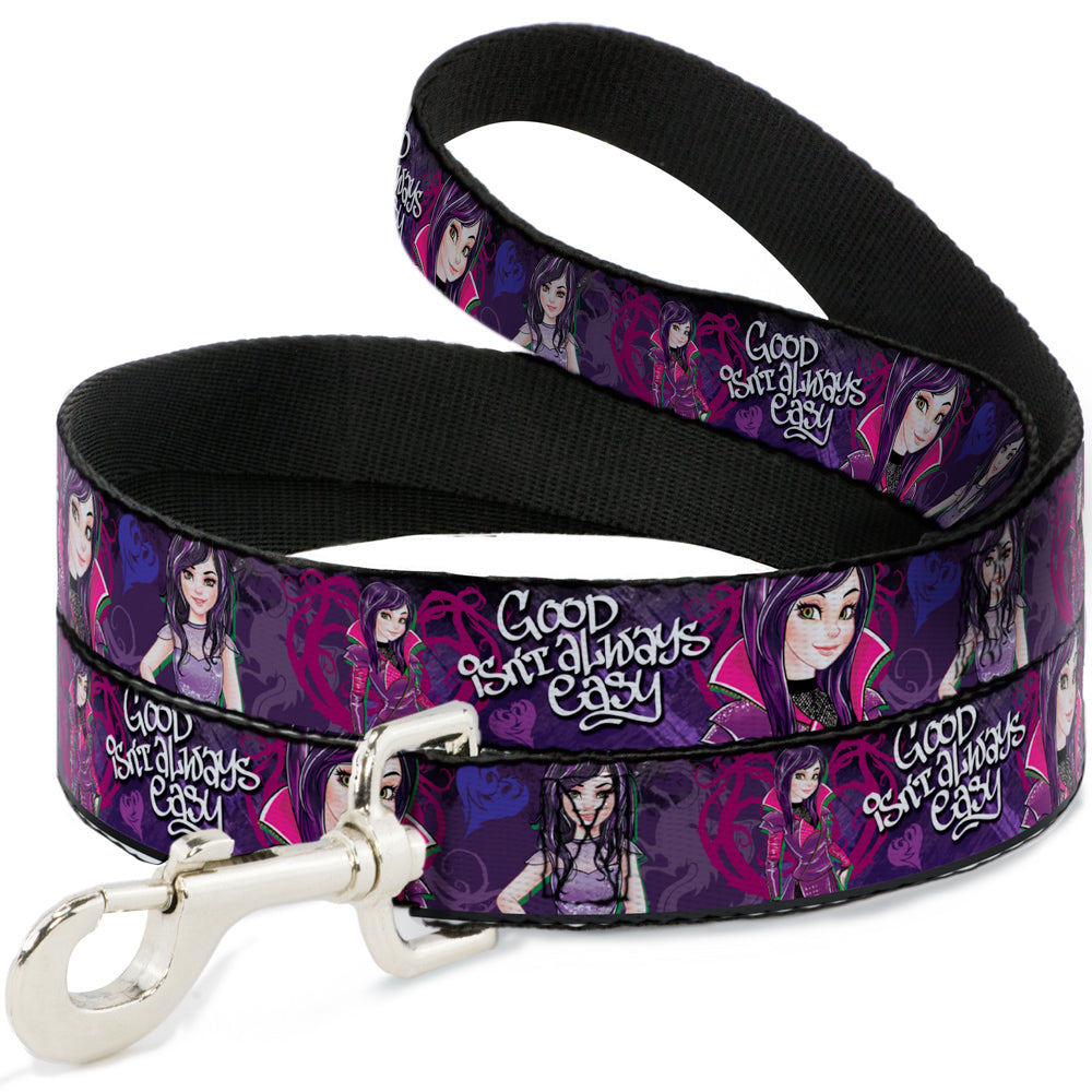 Dog Leash - Descendants Mal 3-Poses GOOD ISNT ALWAYS/Hearts/Dragons EASY Purples/Pinks