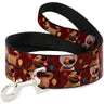 Dog Leash - Dug 4-Poses/Balloons/Paw Print Reds