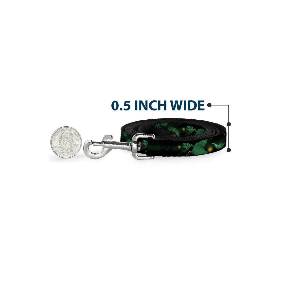 Dog Leash - Oogie Boogie 4-Poses Black/Yellow/Green 
