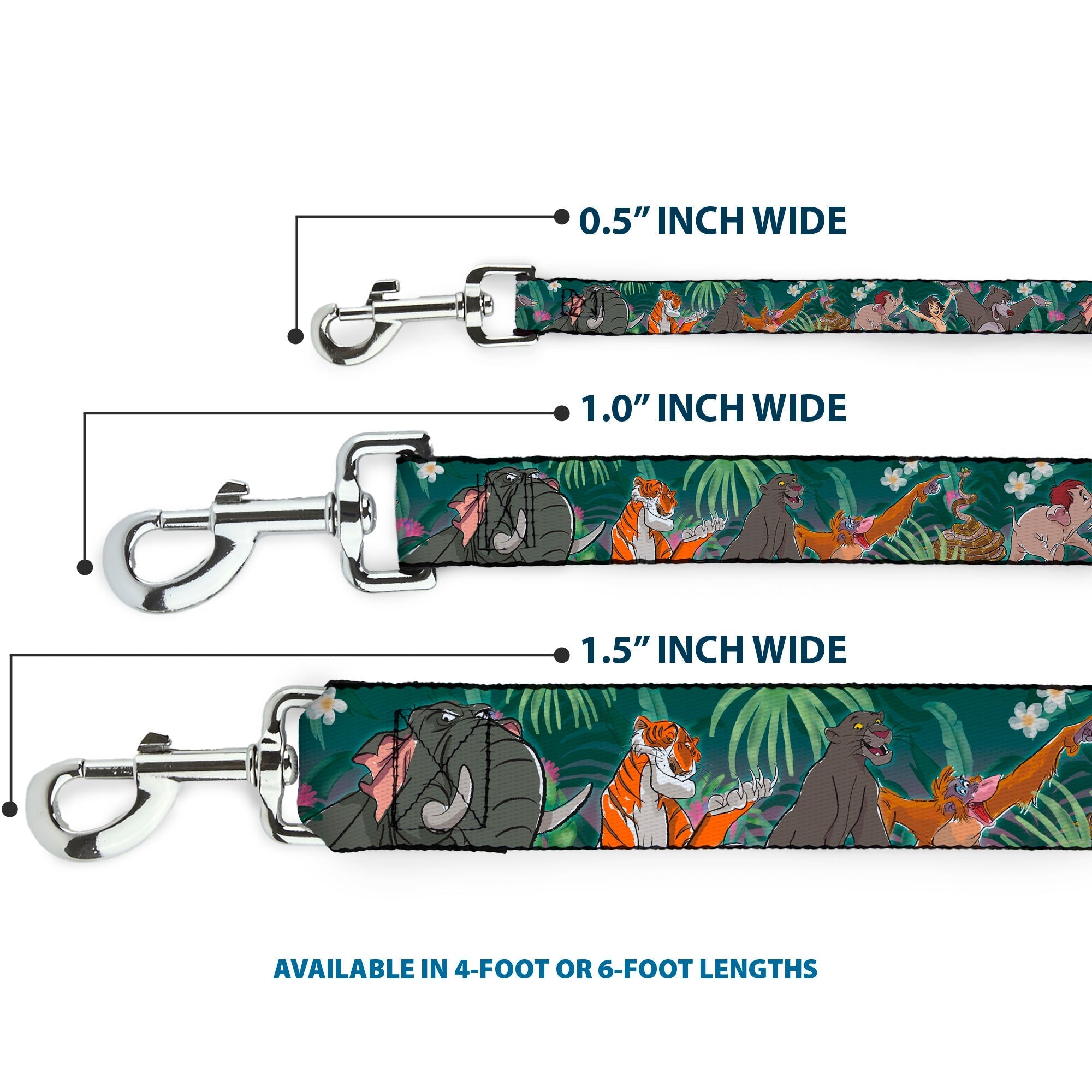 Dog Leash - The Jungle Book 8-Character Group Greens