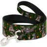 Dog Leash - Mowgli & Baloo 3-Poses Leaves/Flowers Greens/Orange