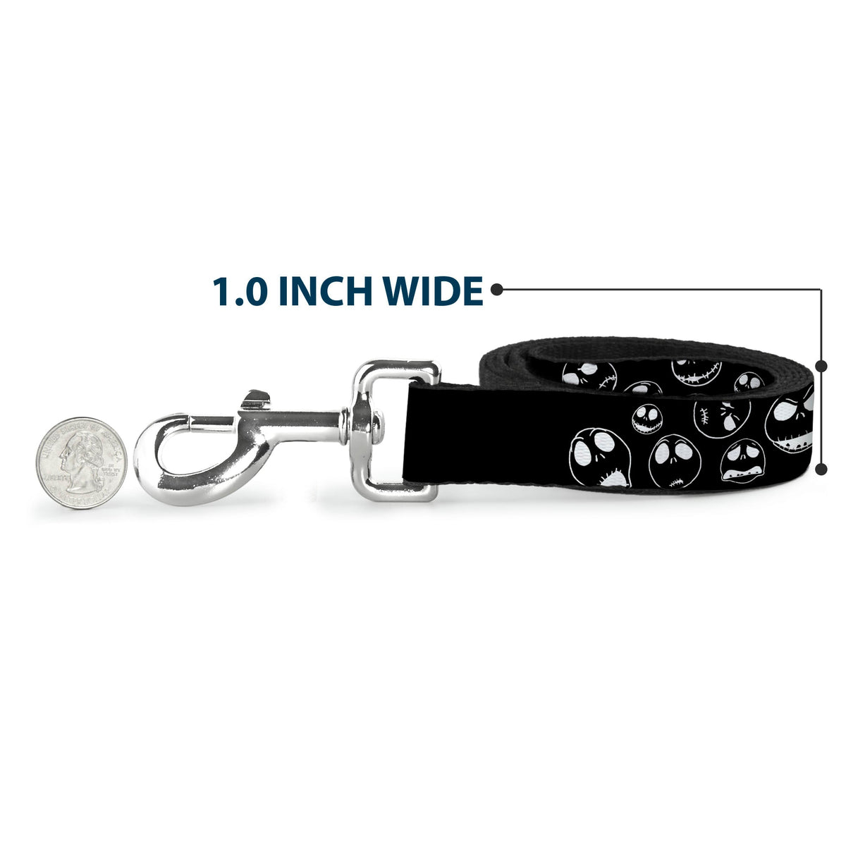 Dog Leash - Jack Outline Expressions Scattered Black/White 