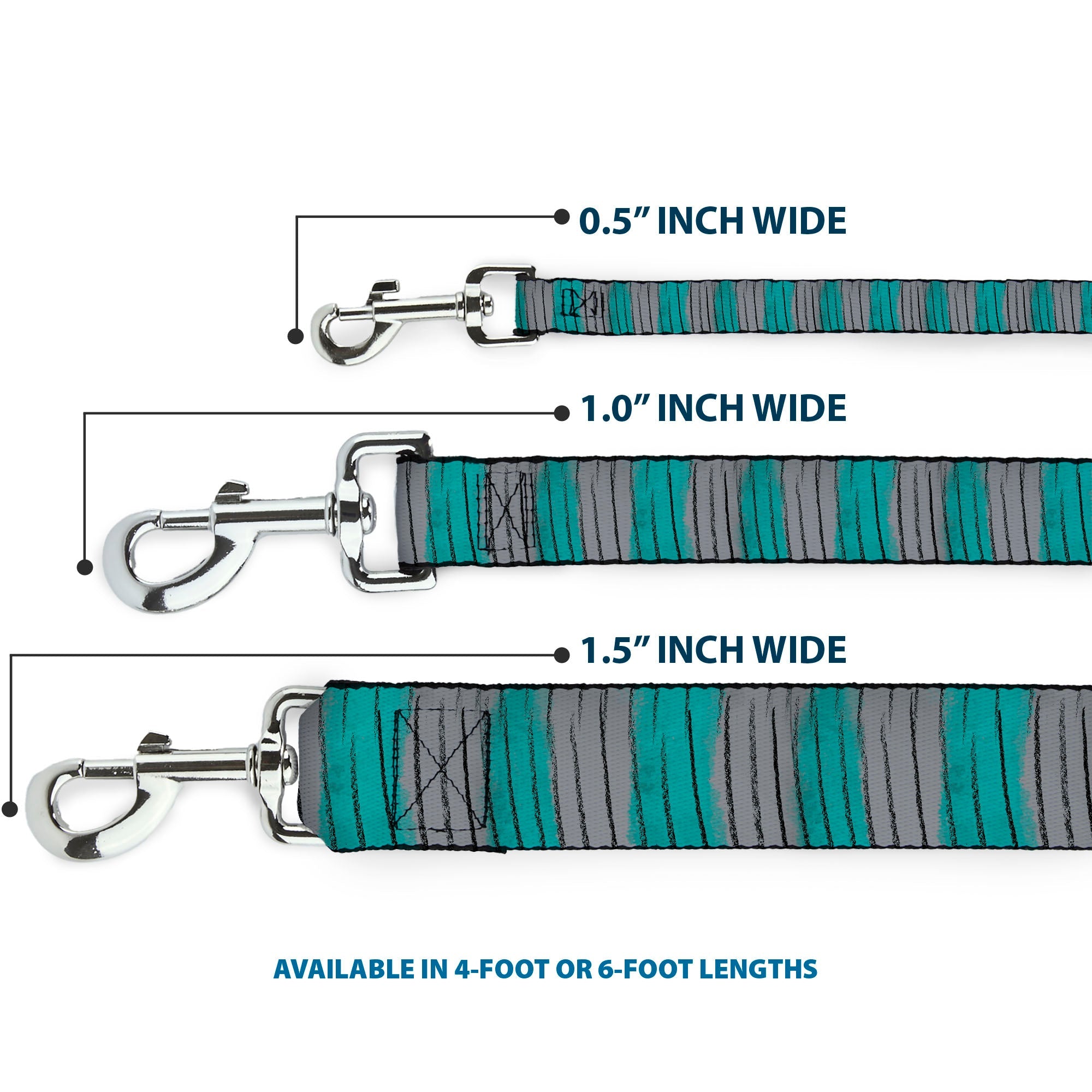 Dog Leash - Cheshire Cat Stripes Gray/Teal/Black