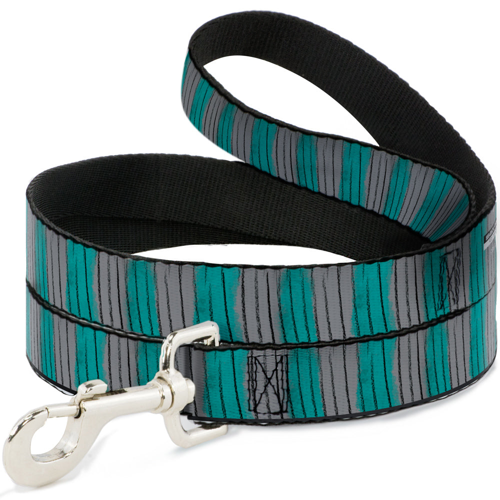 Dog Leash - Cheshire Cat Stripes Gray/Teal/Black