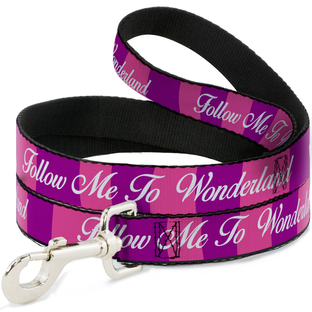 Dog Leash - Cheshire Cat Stripe/FOLLOW ME TO WONDERLAND Pink/Purple/White 