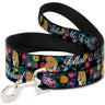 Dog Leash - Alice/Cheshire Cat/Flowers Poses2/FOLLOW ME TO WONDERLAND Black/Multi Color/White