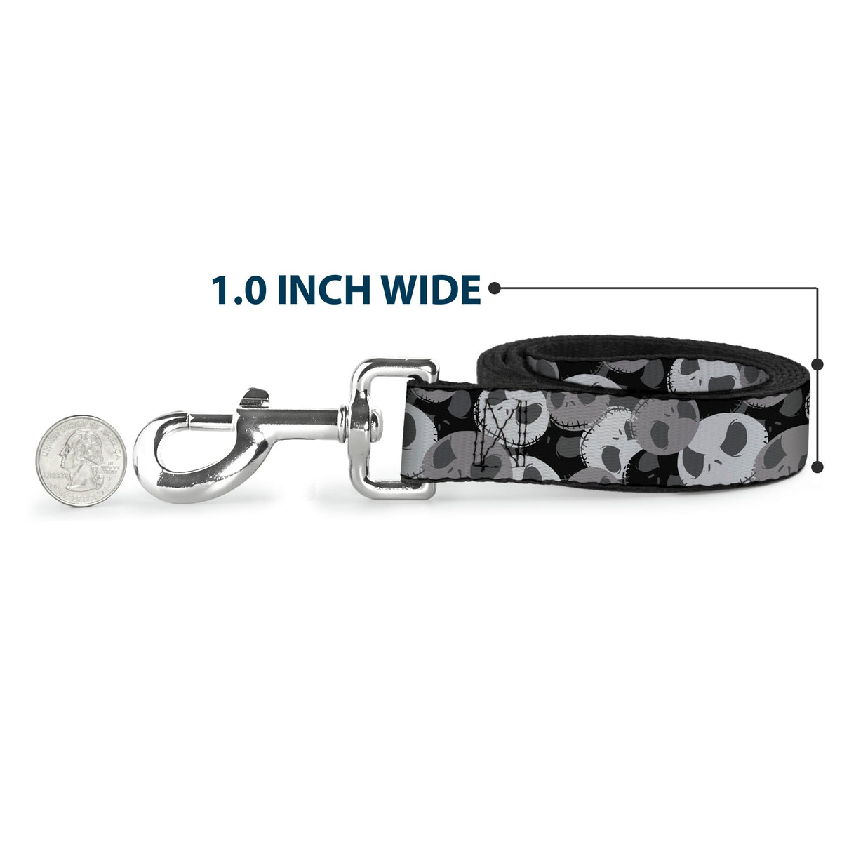 Dog Leash - Nightmare Before Christmas Jack Expression Stacked Black/Grays