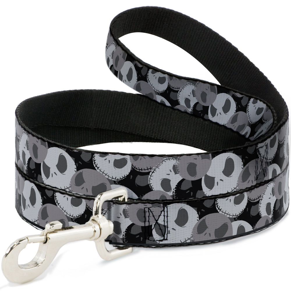 Dog Leash - Nightmare Before Christmas Jack Expression Stacked Black/Grays