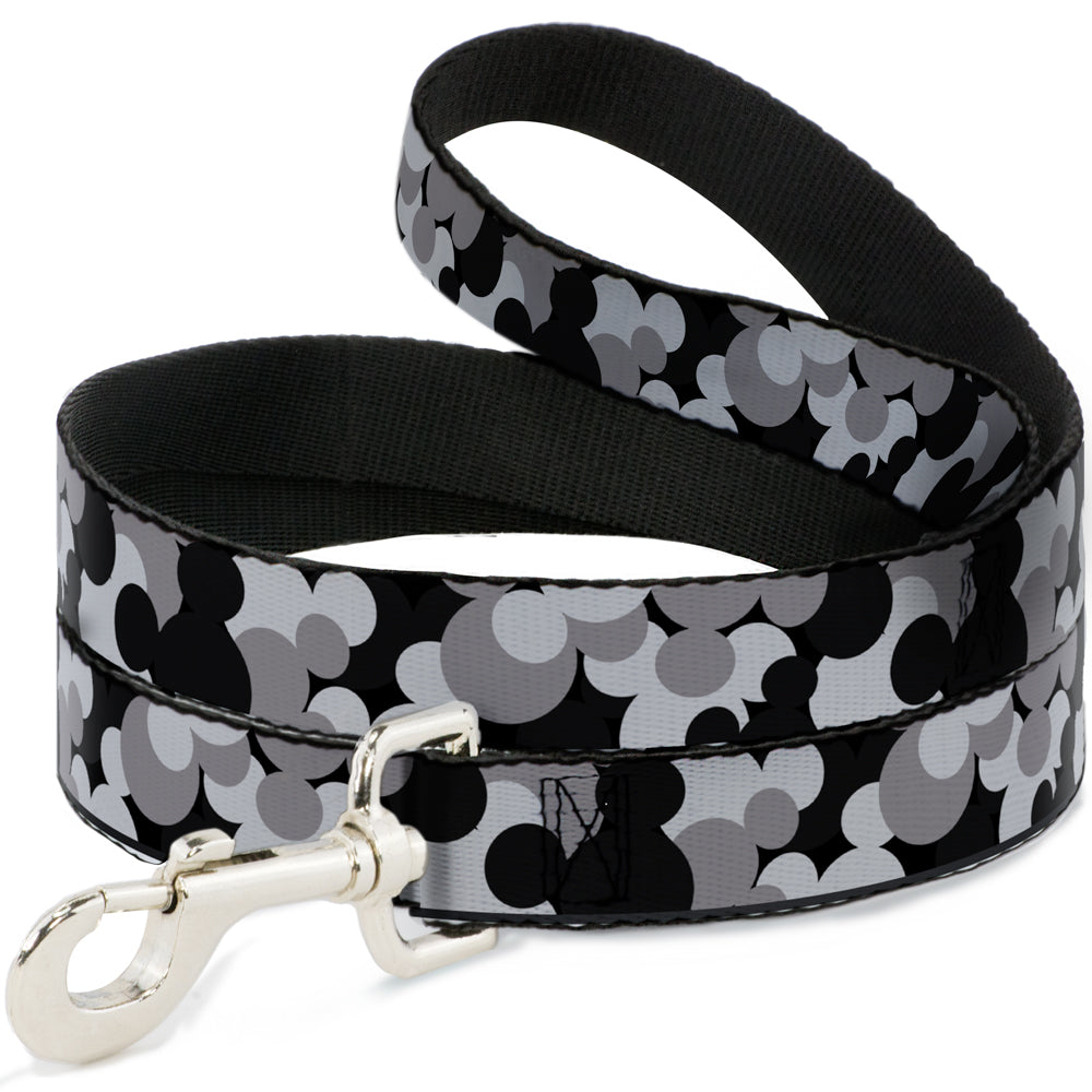 Dog Leash - Mickey Mouse Head Stacked Black/Grays 